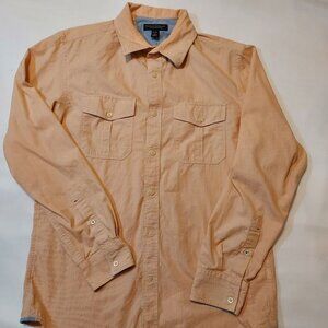Banana Republic Women Medium Soft Wash Long Sleeve Shirt Orange Button Up Casual